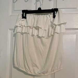 Sleeveless White Ruffle Top